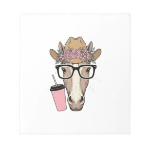 Vintage Cowgirl Horse With Flowers and Pink Drink Notepad