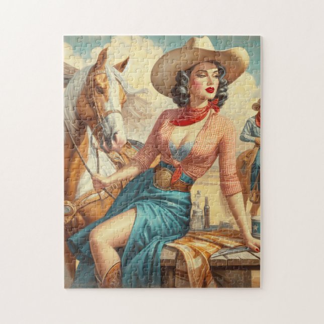 Vintage Cowgirl Jigsaw Puzzle (Vertical)