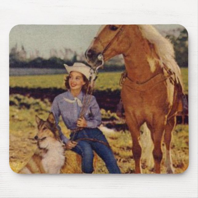 Vintage Cowgirl Mouse Mat (Front)