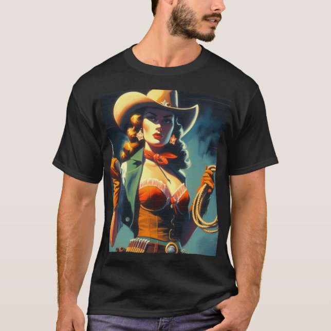 Vintage Cowgirl Painting T-Shirt (Front)