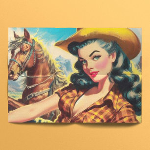 Vintage Cowgirl Painting Tissue Paper