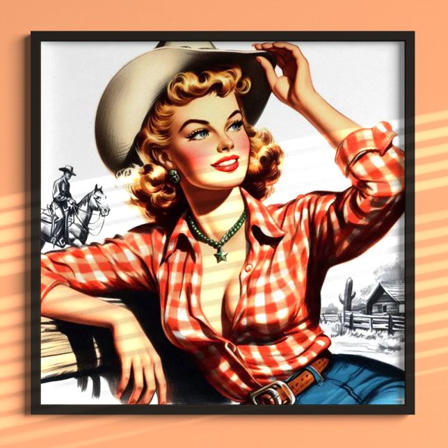 Vintage Cowgirl Pin Up Poster (Creator Uploaded)