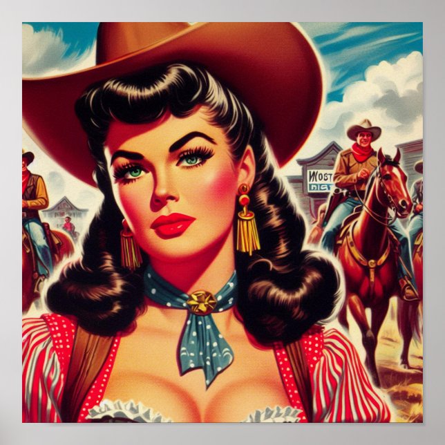Vintage Cowgirl Pin-up Poster (Front)