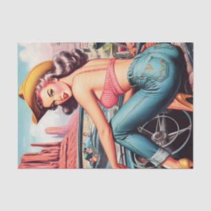 Vintage Cowgirl Pin Up Tissue Paper