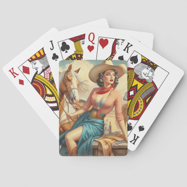 Vintage Cowgirl Playing Cards (Back)