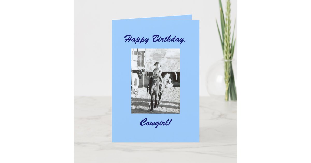 Vintage Cowgirl & Pony Birthday Wishes Card | Zazzle.co.uk