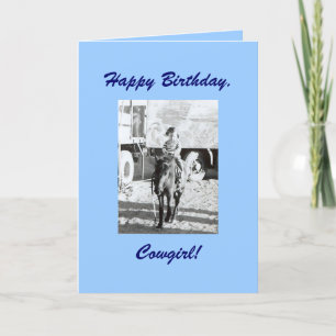 Vintage Cowgirl & Pony Birthday Wishes Card