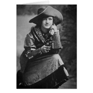 Vintage Cowgirl Posing with Her Six Shooter