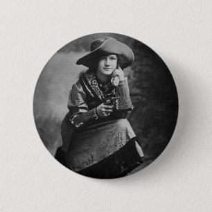 Vintage Cowgirl Posing with Her Six Shooter 6 Cm Round Badge