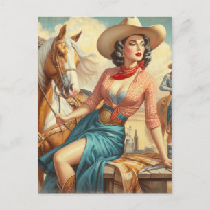Vintage Cowgirl Postcard