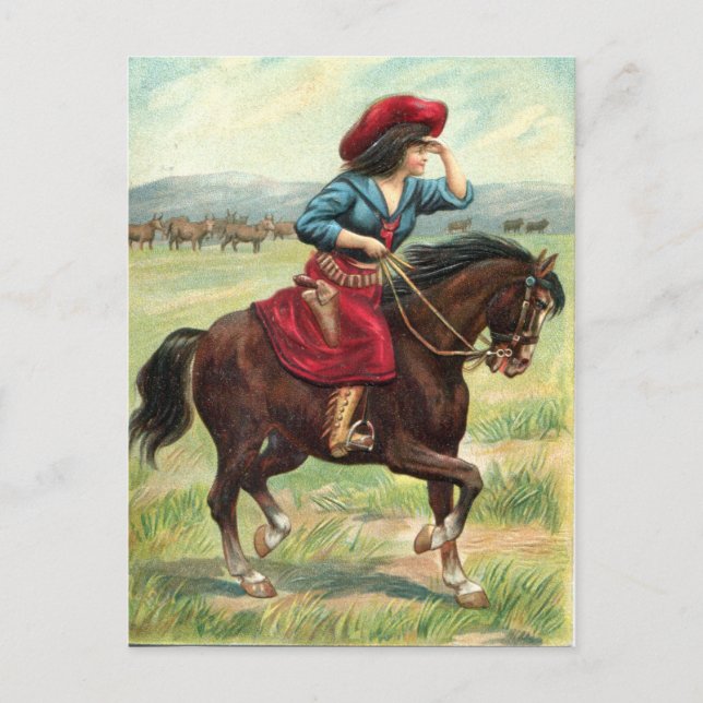 Vintage Cowgirl Postcard (Front)