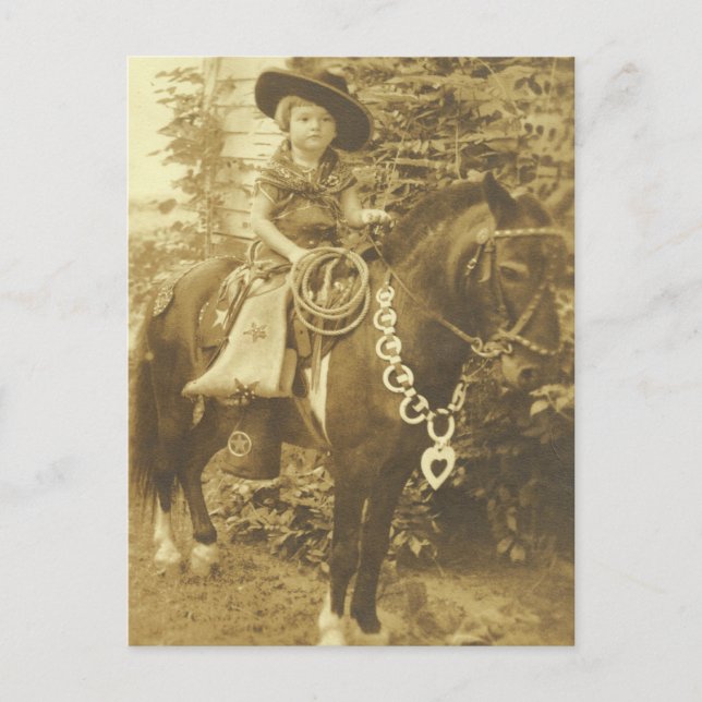 VINTAGE COWGIRL POSTCARD OR INVITATION (Front)