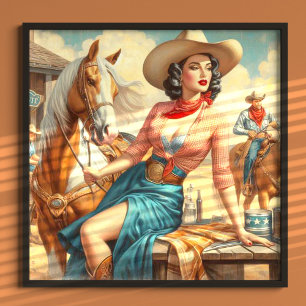 Vintage Cowgirl Poster