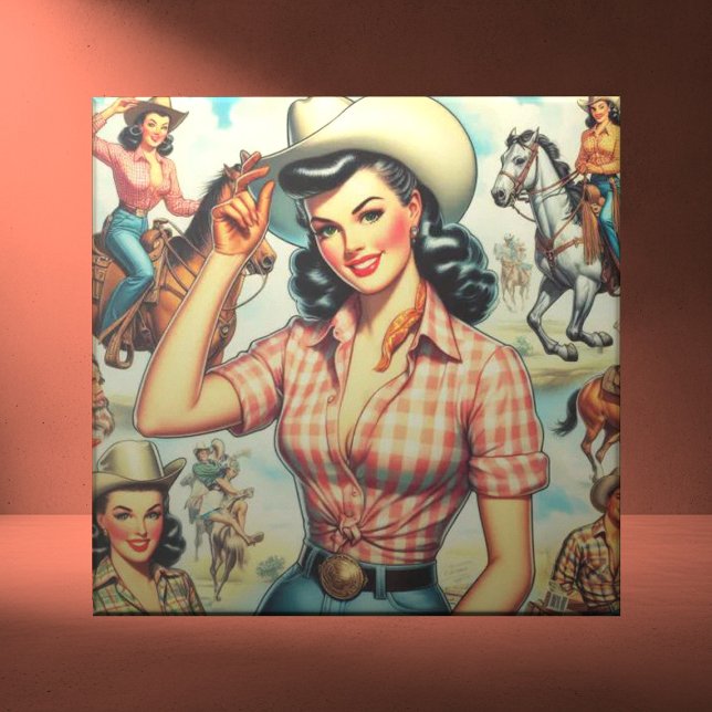 Vintage Cowgirl Seamless Illustration Tile (Creator Uploaded)