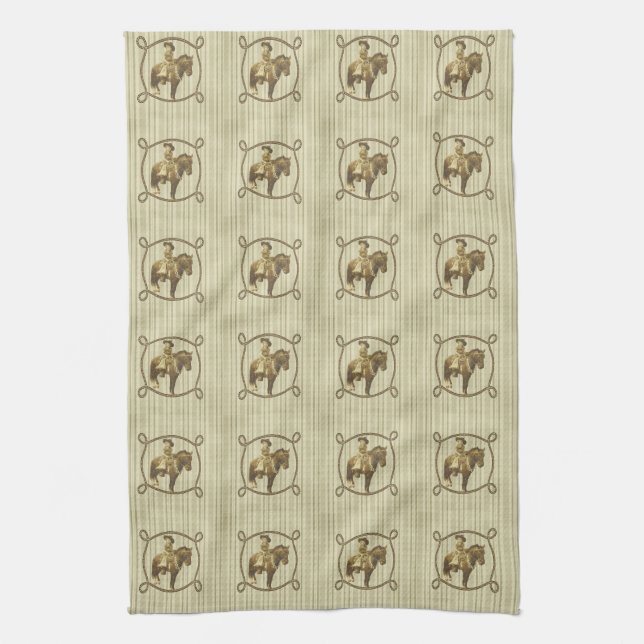 Vintage Cowgirl Tea Towel (Vertical)
