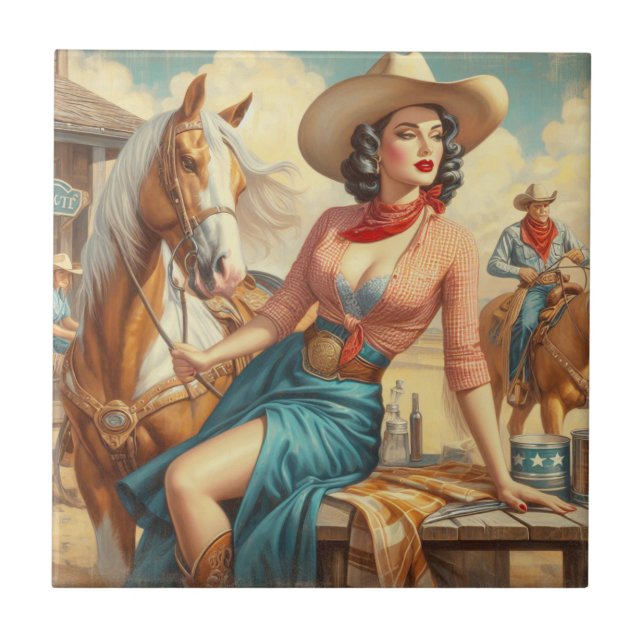 Vintage Cowgirl Tile (Front)