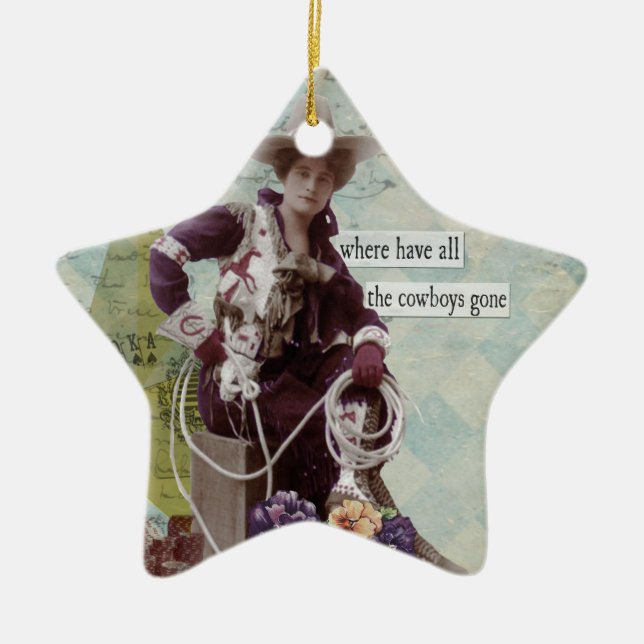 Vintage Cowgirl Western Ornament (Front)