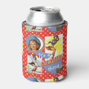 Vintage Cowgirls with Lassos Cowgirl Thing Can Cooler