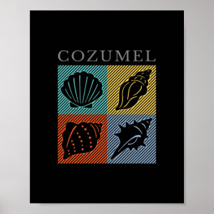 Vintage Cozumel Mexico Colorful Beach Vacation Sou Poster