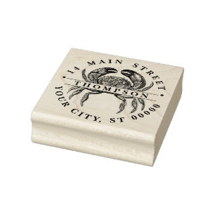 Vintage Crab #1 Drawing Name Return Address Rubber Stamp