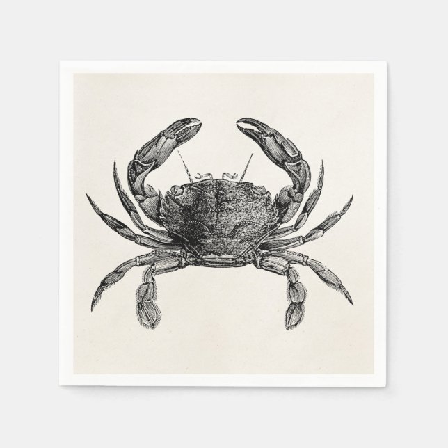Vintage Crab Antique Crabs Personalised Template Napkin (Front)