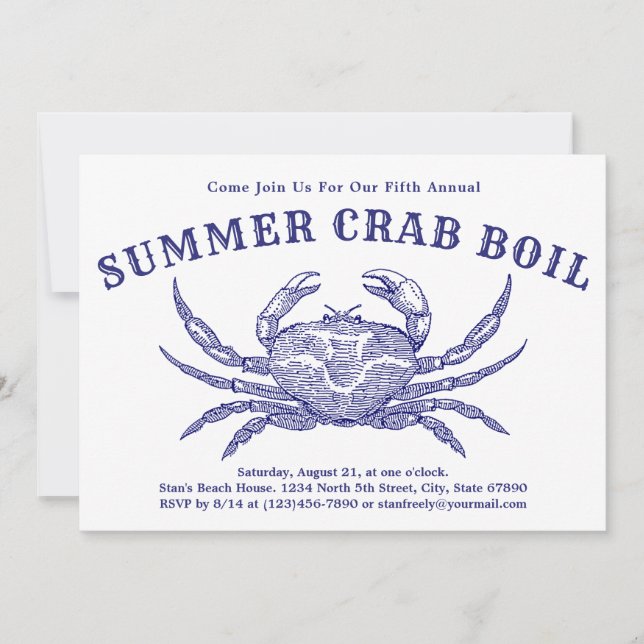 Vintage Crab Boil or Bake Invitation Template (Front)