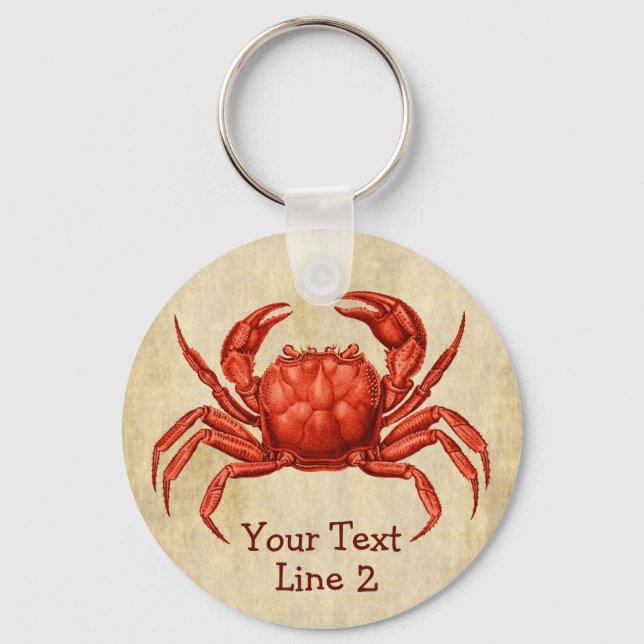 Vintage Crab Design Personalised Key Ring (Front)