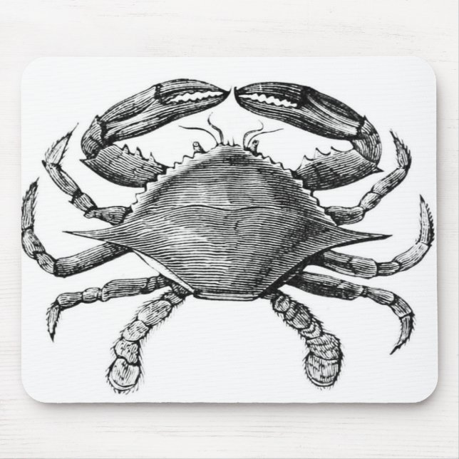Vintage Crab Drawing Mouse Mat (Front)