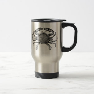 Vintage Crab Drawing Travel Mug