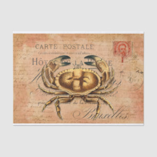 Vintage Crab French Postcard Decoupage Tissue Pap Tissue Paper