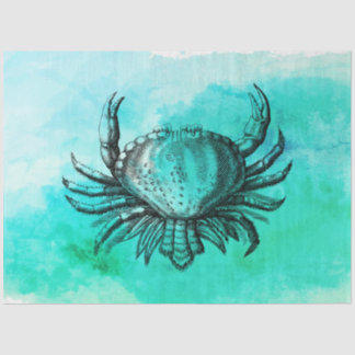 Vintage Crab Illustration (Ocean Animal) Watery Tissue Paper