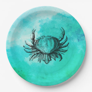 Vintage Crab Illustration (Sea Life Beach Animal) Paper Plate