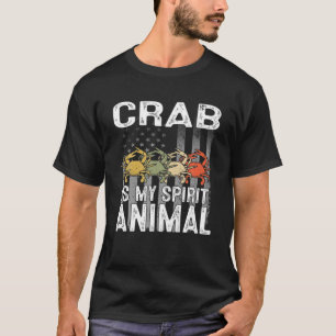 Vintage Crab Is My Spirit Animal Lover American Fl T-Shirt