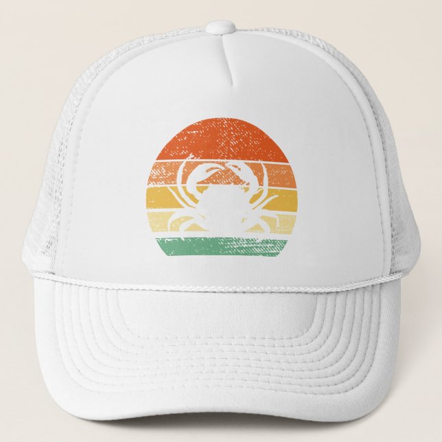 Vintage Crab Lover Funny Crab Retro Trucker Hat (Front)