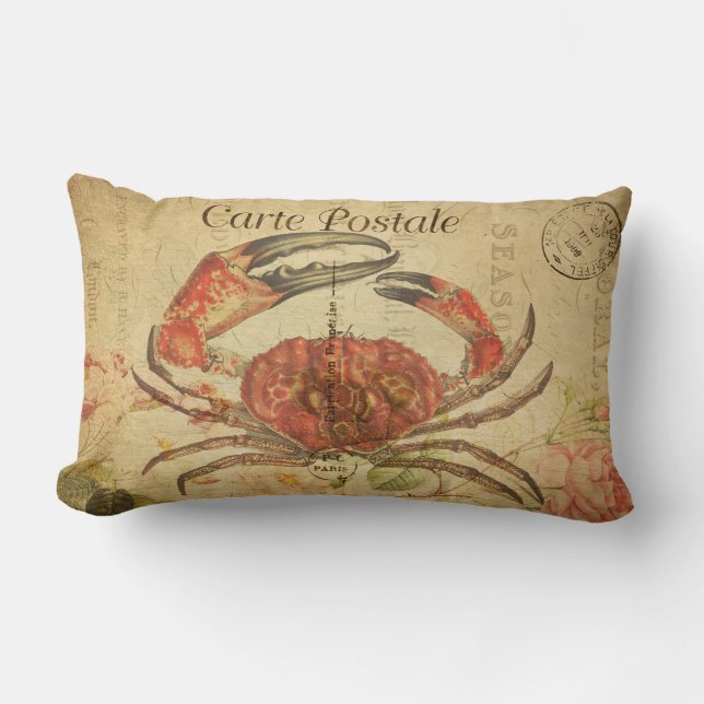 Vintage Crab Lumbar Pillow Carte Postale (Front)