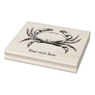 Vintage Crab Nautical Ocean Wildlife and Seafood Rubber Stamp