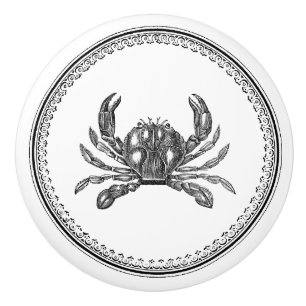 Vintage Crab within circular decorative frame Ceramic Knob