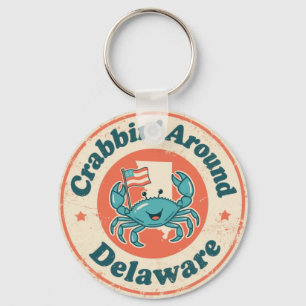Vintage Crabbin Around Delaware Crab Key Ring
