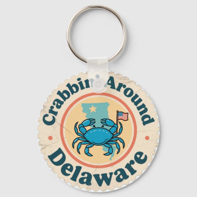 Vintage Crabbin Around Delaware Crab Key Ring (Front)