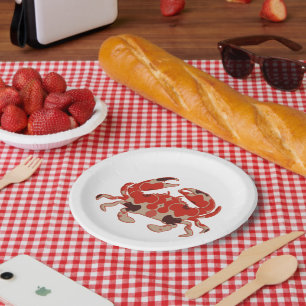 Vintage Crabs Illustration Crab Feed Boil Party Paper Plate
