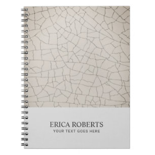 Vintage Cracked Ceramic Texture Custom Name Notebook