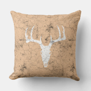 Vintage Cracked Deer Skull Cushion