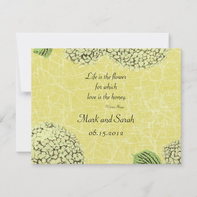 Vintage Crackle Hydrangeas RSVP Card (Front)