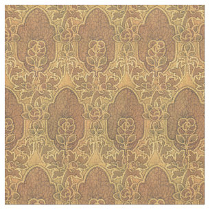 Vintage Craftsman Mackintosh Style Rose Pattern Fabric