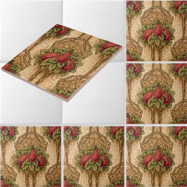 Vintage Craftsman Pears Floral Foliage Pattern Tile (Creator Uploaded)