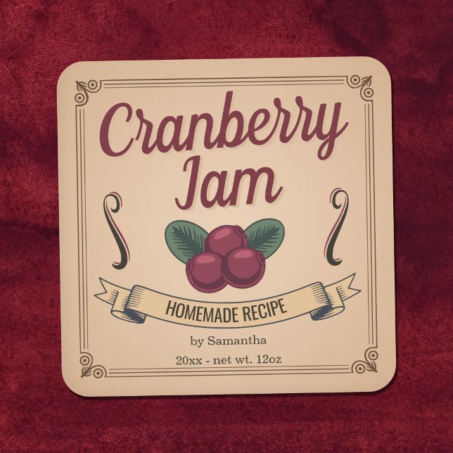 Vintage Cranberry Jam Jar Label Sticker  (Vintage Cranberry Jam Jar Label Sticker )