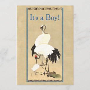 Vintage Crane Family Photo Birth Announcement