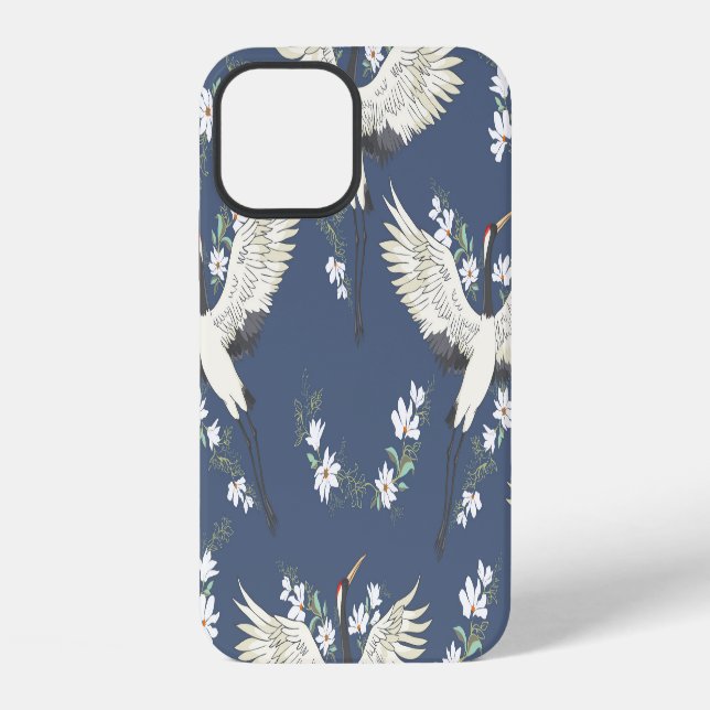 Vintage Crane: Flying Bird Pattern iPhone Case (Back)