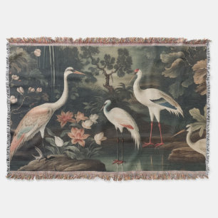 vintage cranes and palaces in the tropics throw blanket
