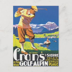 Vintage Crans Golf Alpin Postcard